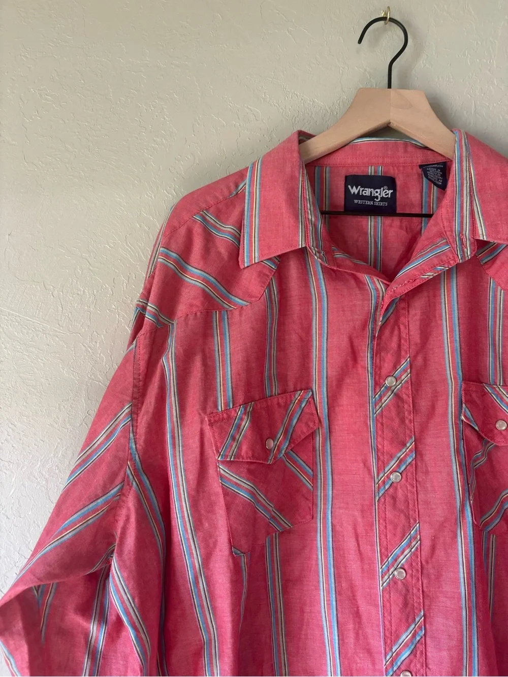 Wrangler Red Striped Casual Button Down Shirt
